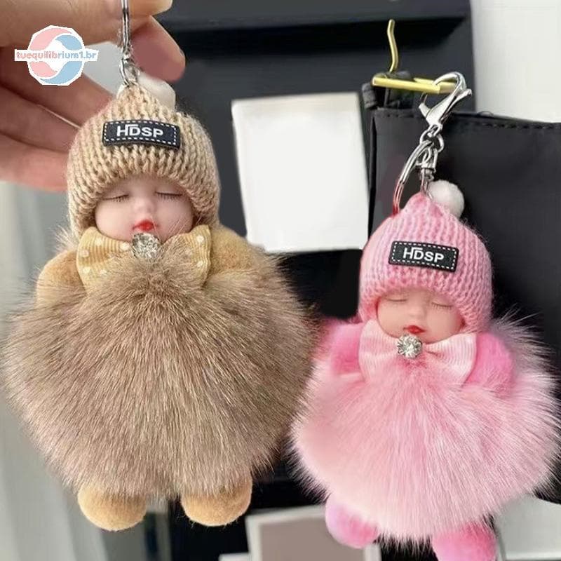 tue Dormindo Bebê Chaveiro Bonito Macio Fofo Boneca De Pelúcia Feminino Menina Sacos Pingente Bapa Acessórios Presentes