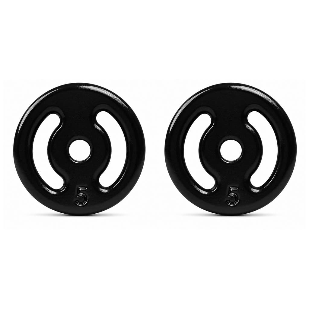 Kit 2 anilha de 5kg Emborrachada Preta Vazadas 28mm