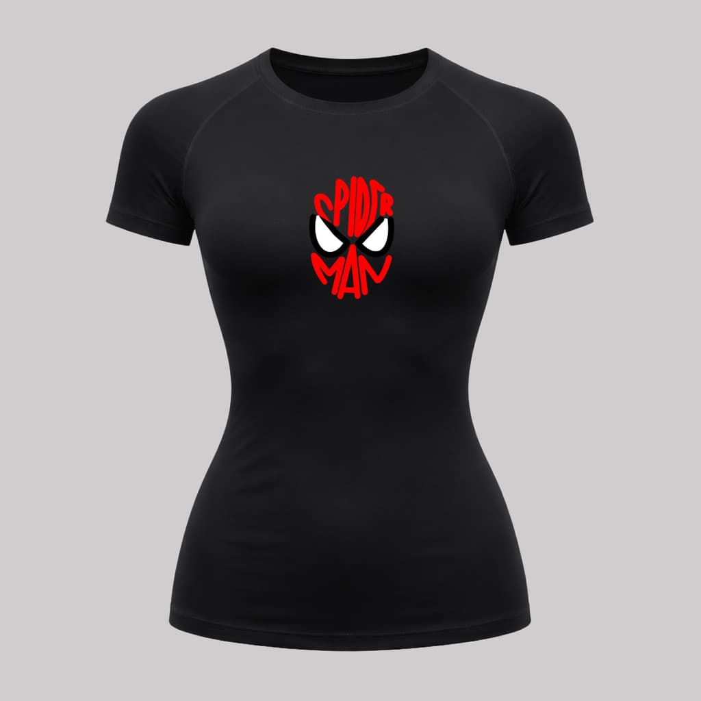 Camiseta Feminina Proteção UV 50+ Compressão Manga Curta Spider Segunda Pele
