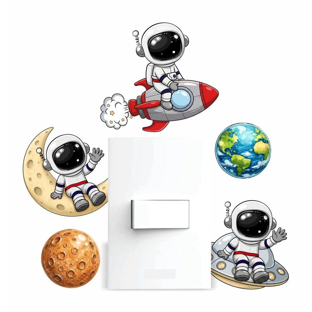 Adesivo Decorativo Astronauta Para Interruptor – Astronauta Baby Infantil Para Quarto