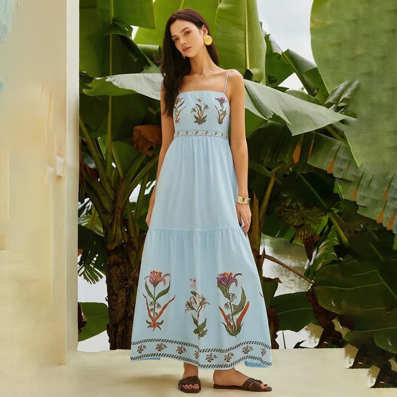 2026 estilo de férias europeu americano Cross-Border moda estilingue primavera verão estilo posicionamento impresso Halt