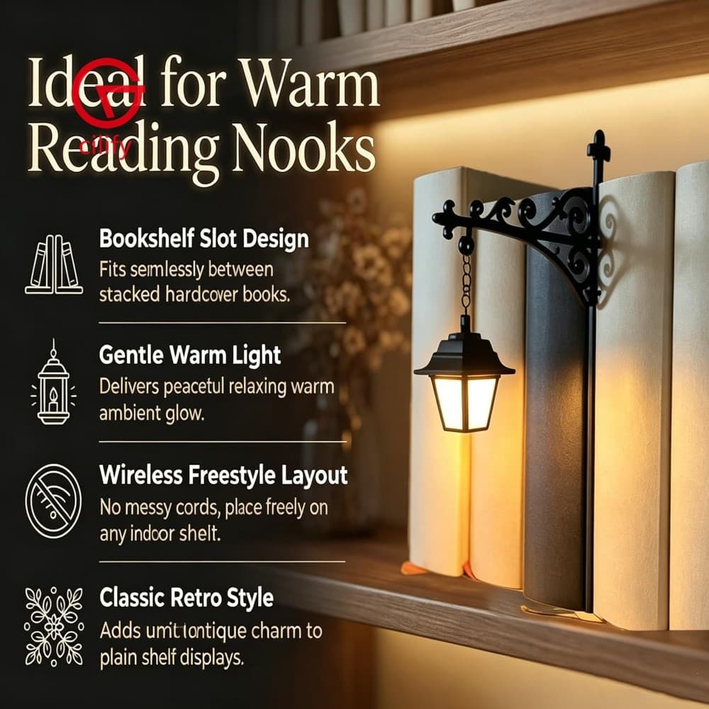 Luz Decorativa De Estante , Brilho Quente E Fácil Colocação , Lâmpada Vintage Para Canto De Estudo , Decoração De Biblio
