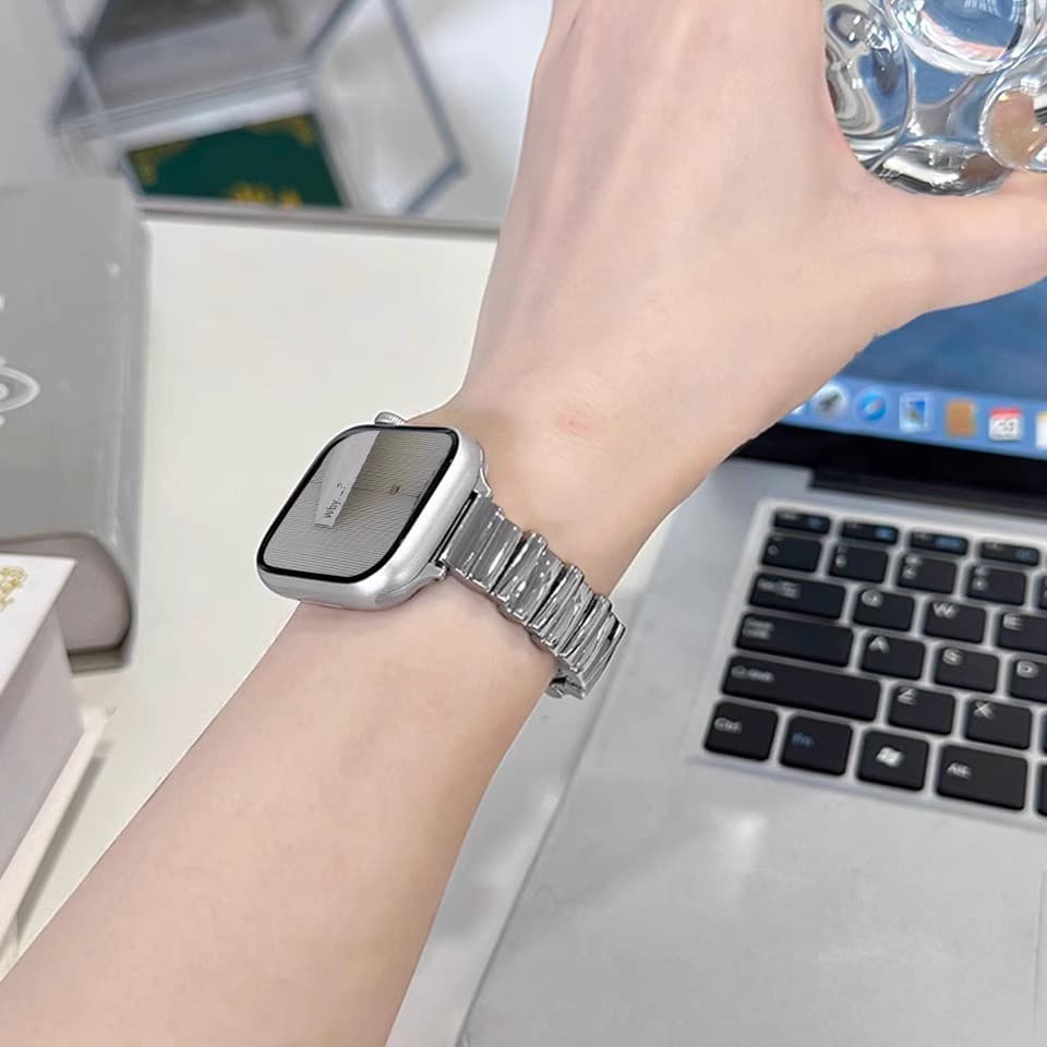 Adequado para Apple Watch S7 S8 S9 pulseira de Metal Irregular pulseira de moda de aço inoxidável adequada para 41/45mm