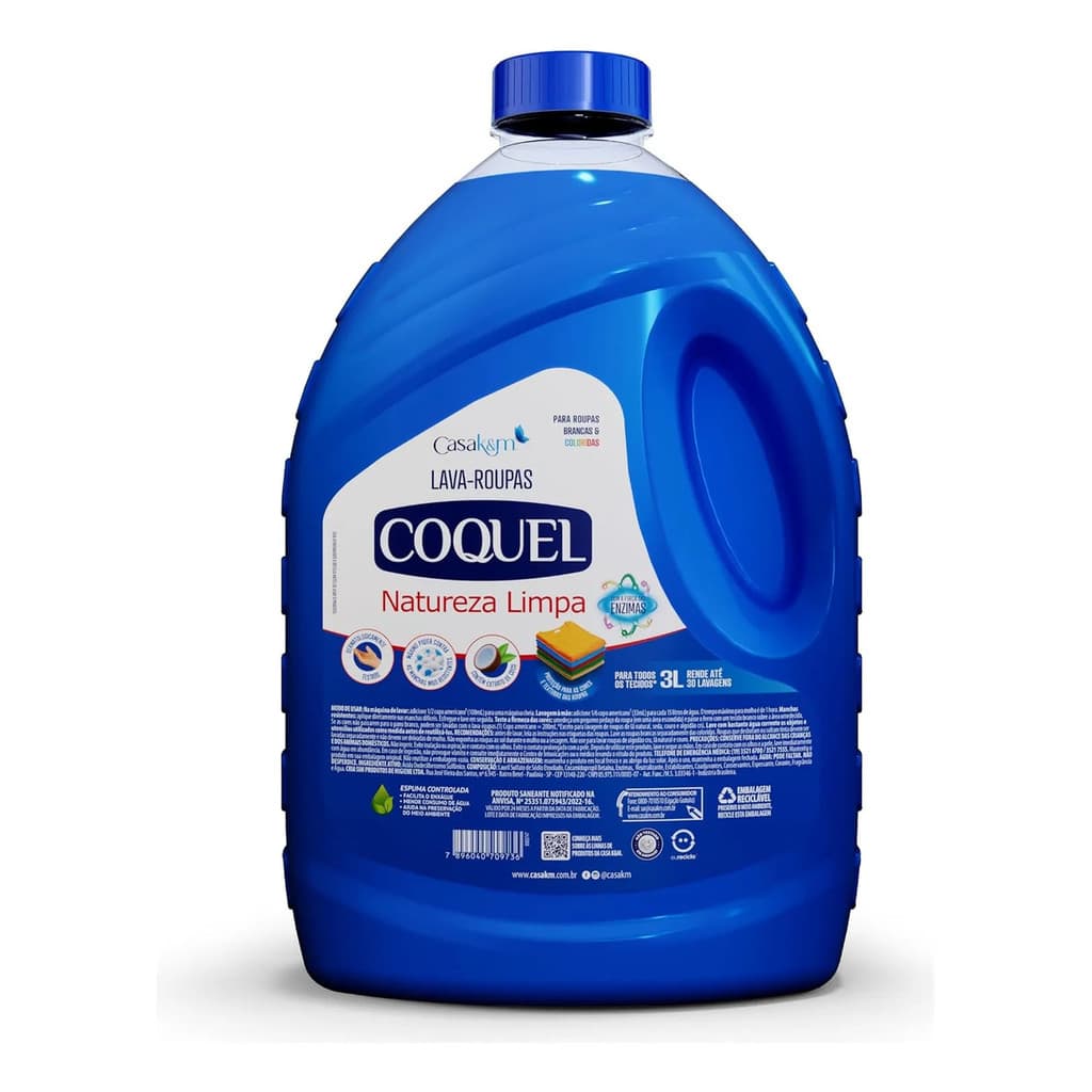 Lava-roupas Coquel Natureza Limpa Liquido Importado Luxo