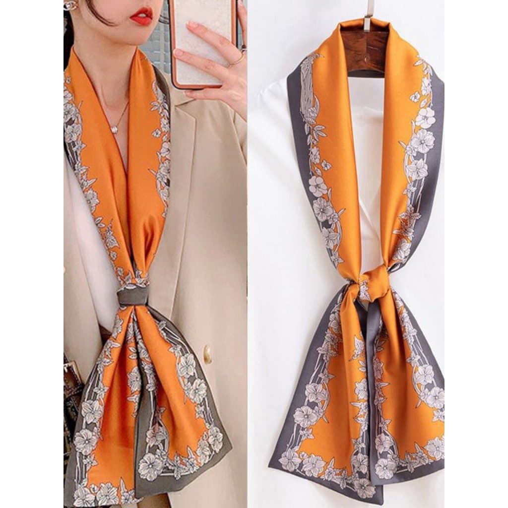 [Coleção 145] Lenço de seda pequeno feminino primavera outono cachecol estreito versão coreana moda terno cachecol