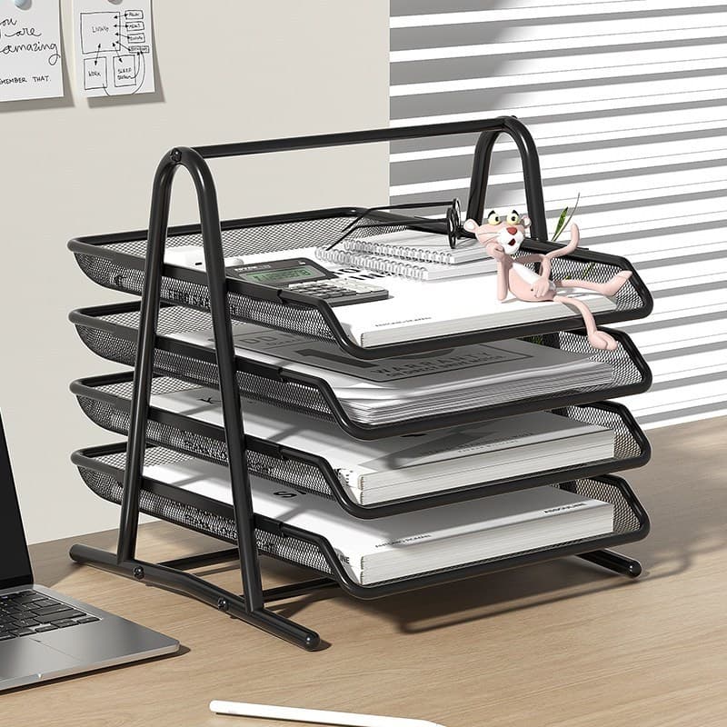 Organizador de Mesa Triplo em Metal para Papel A4 e Documentos - Suporte de Escritório 3 Bandejas