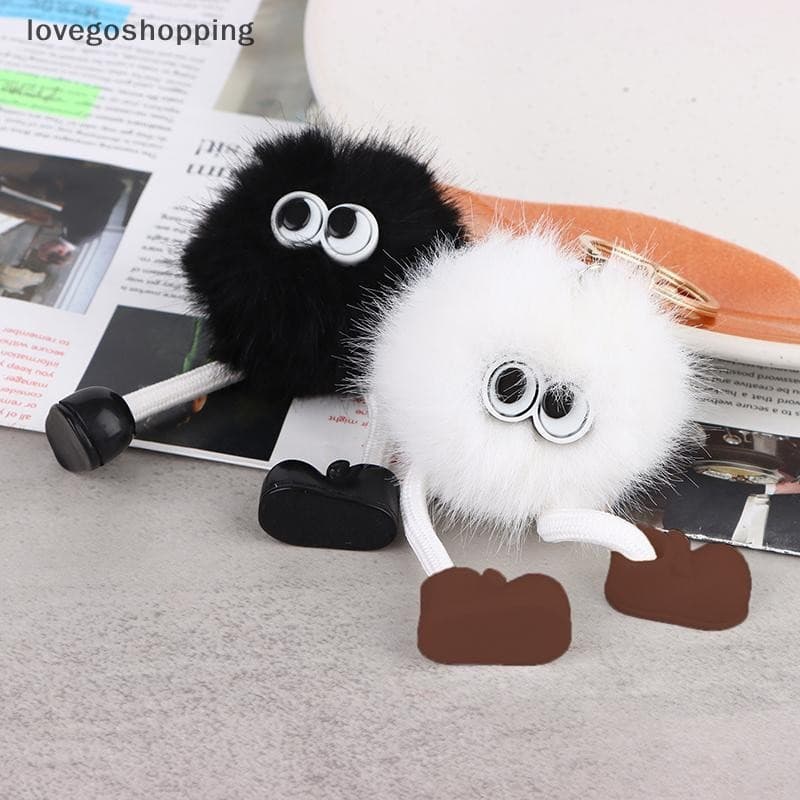[lovego] Chaveiro de pelúcia em formato de bolinha de carvão, pingente de bolinha de carvão, decoração para mochila e ca