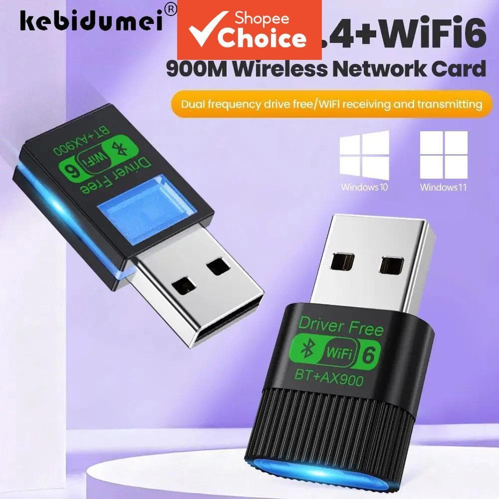 Adaptador USB WiFi 6 AX900 Bluetooth 5.4 Banda Dupla 2.4G&5GHz Receptor Wireless para Rede USB Sem Fio, Sem Drivers para