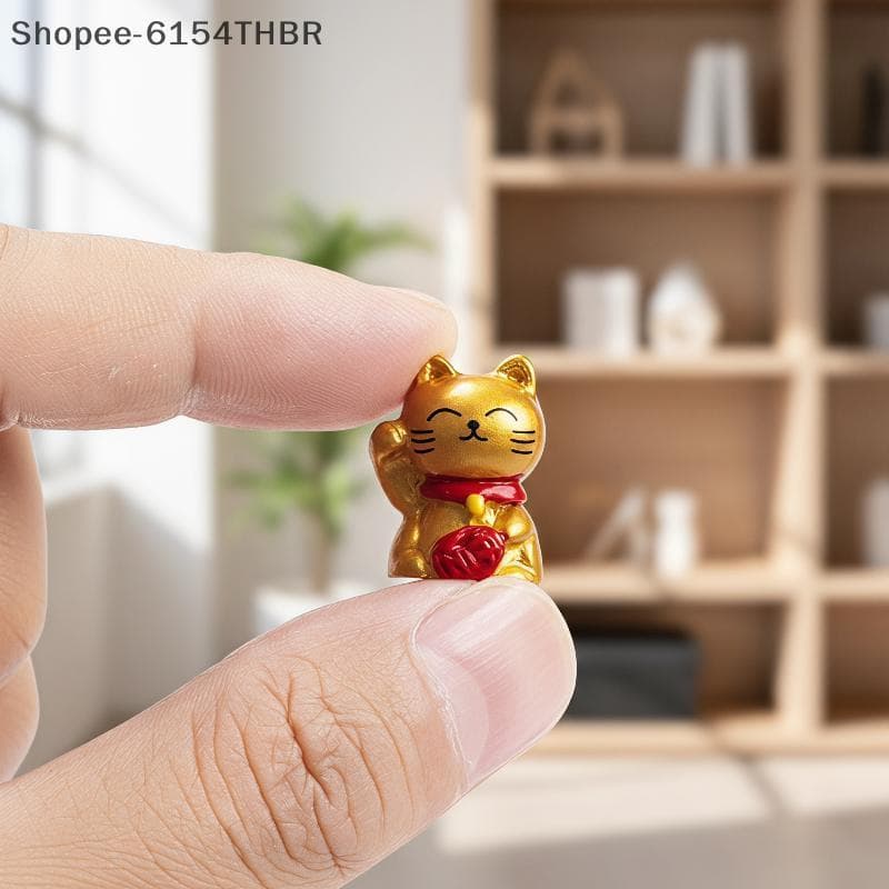 [RG] Bonito Mini Luy Gold Cat Craft 10pcs Resina Riqueza Fortuna Decoração Para Quarto Desktop DIY [BR]