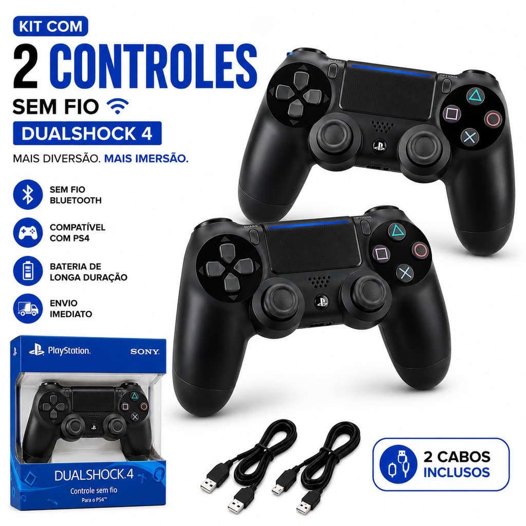 Kit com 2 controles  compativel com PS4/NOTEBOOK/ TV E PC ENVIO 24 HORAS