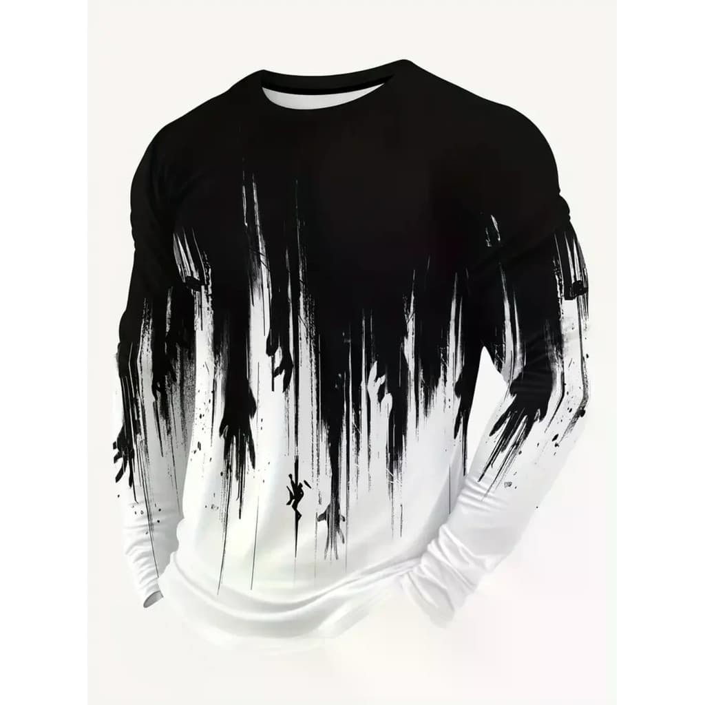 Camiseta Masculina Gradiente Chama Impressão 3D Manga Longa T Camisa Oversized Pulôver Moda Topo Ao Ar Livre Leve Casual
