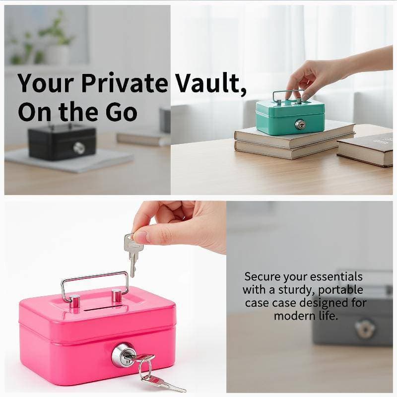 & Sellbest Money Safe Box Com Key Lo Pequena Caixa De Dinheiro Portátil De Aço Para Casa , Escritório , Crianças , Organ