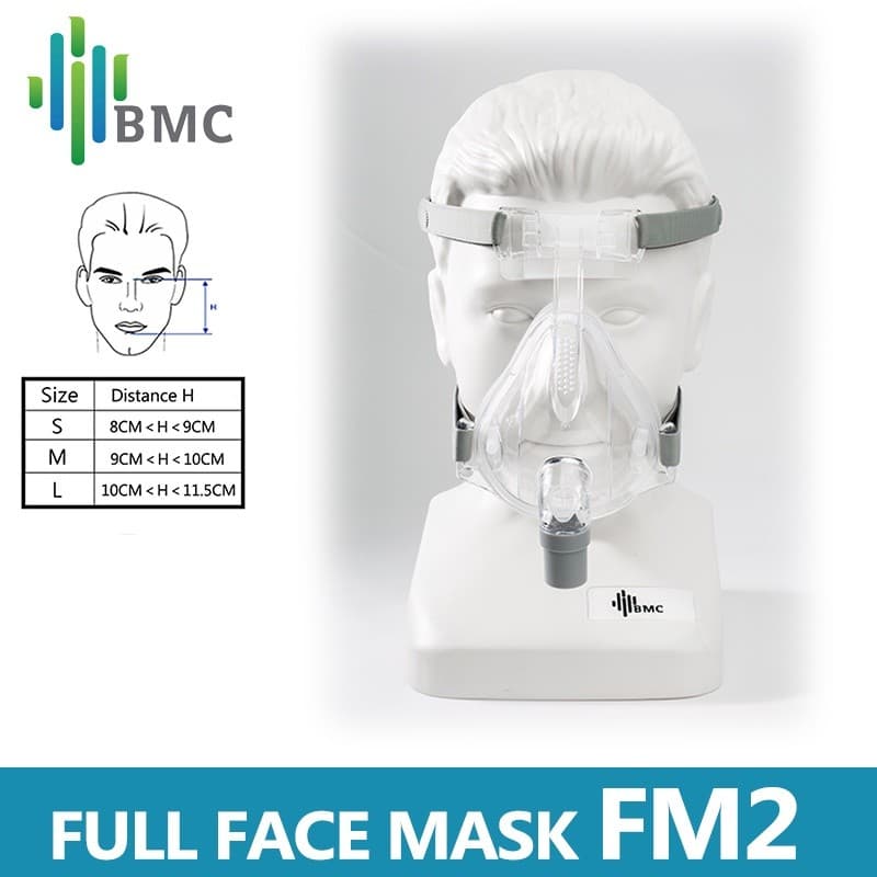 BMC FM2 CPAP Máscara Facial Completa Auto BiPAP Com Arnês Grátis Branco Para Apneia Do Sono OSAHS OSAS Ronco Pessoas Con