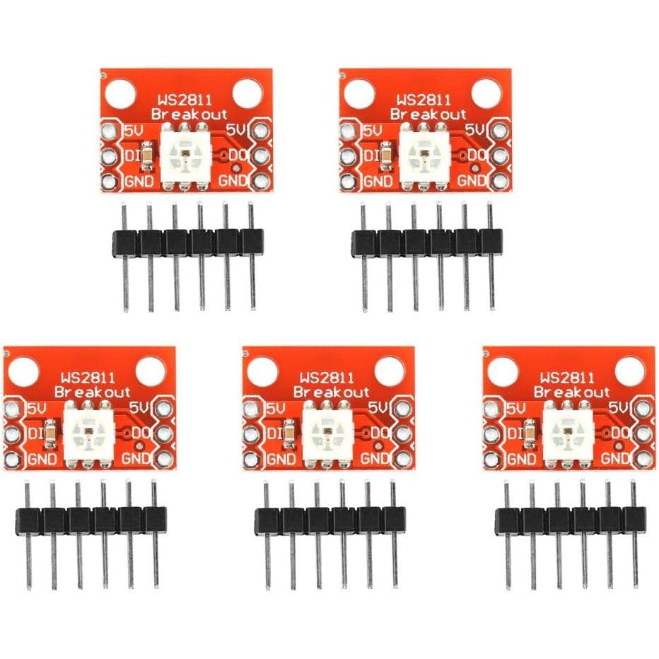 Módulo WS2812 5 peças, Placa LED RGB WS2812B com Controle de Cor Independente para LED RGB 5050