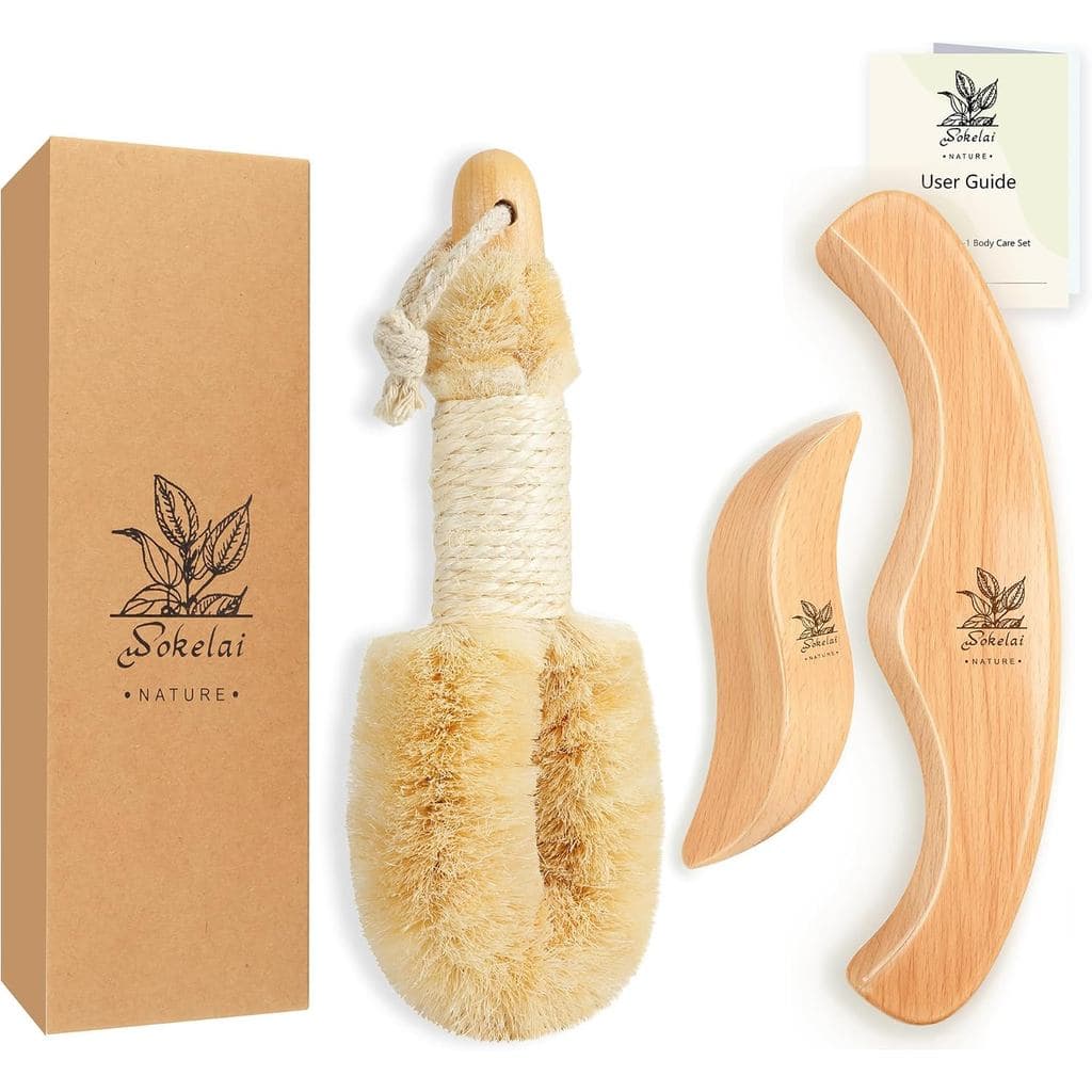 Conjunto de Escovas Secas para Drenagem Linfática, Escova Corporal de Sisal Natural para Massagem a Seco, Kit de Terapia