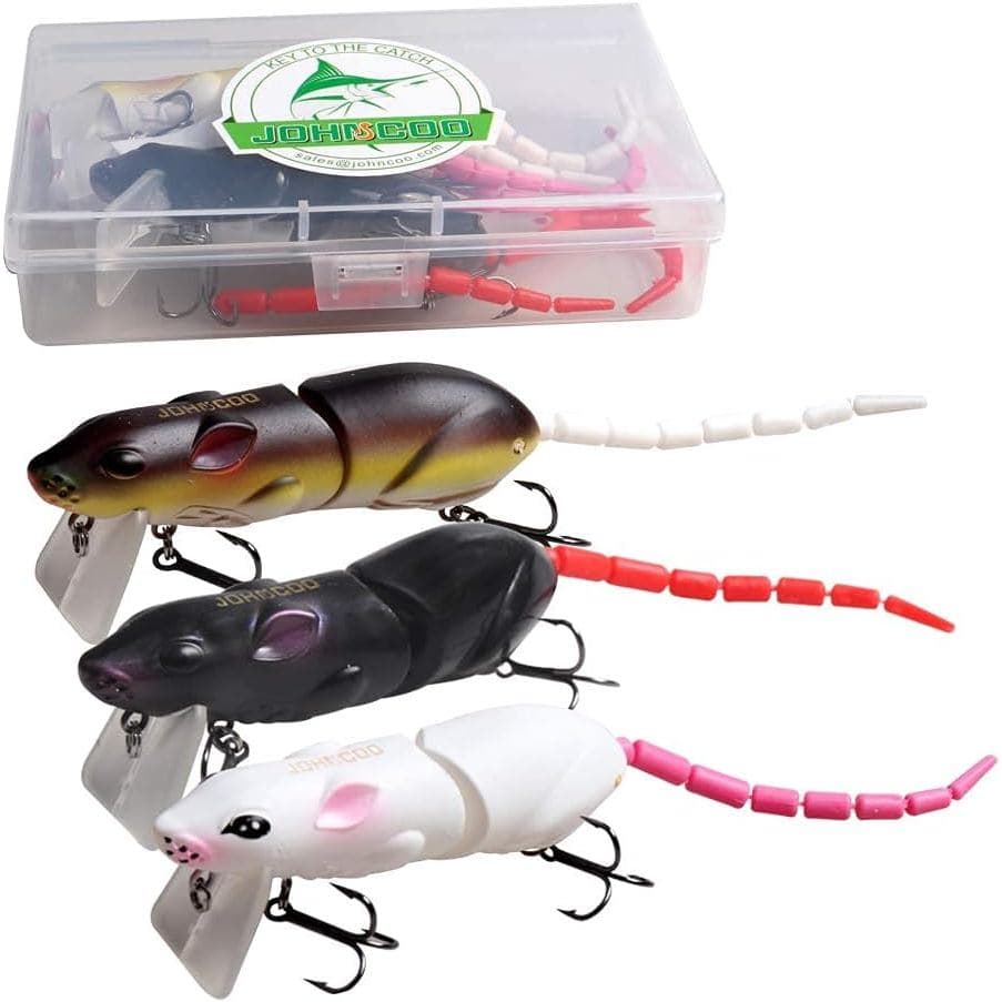 JOHNCOO Iscas Artificiais Rígidas Swimbait, Iscas de Pesca Tipo Rato, Kit de Iscas de Pesca Multiarticuladas para Lúcio