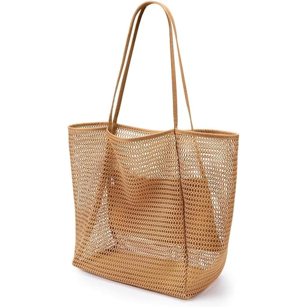 Bolsas de Praia para Mulheres, Bolsa de Malha com Grande Bolso Interno, Bolsa de Ombro à Prova de Areia para Praia e Pis
