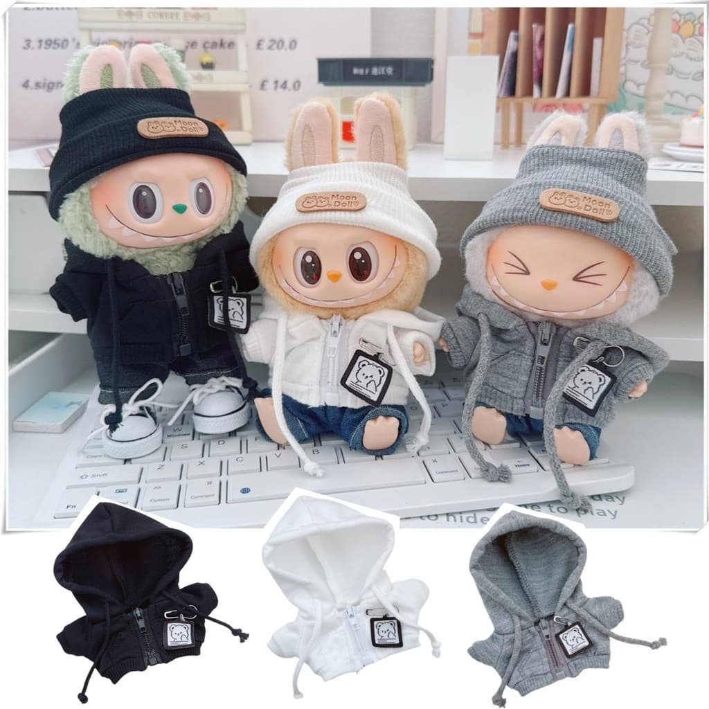 17cm labubu labubu roupas de bebê 10cm boneca de algodão lulu porco boneca três anos de idade auto-lanting urso jaqueta