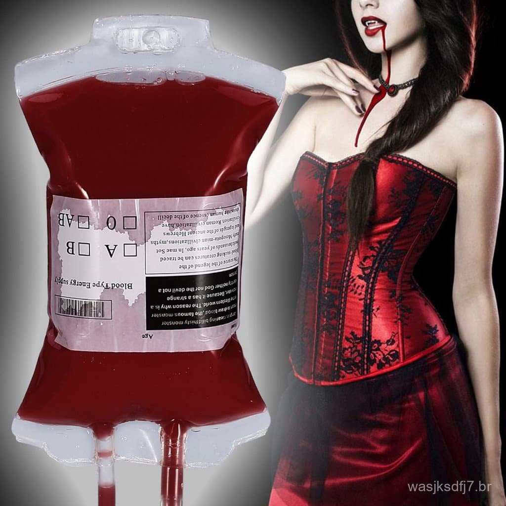 4 Bolsa Sangue Falso Halloween Bebida Drinks Carnaval Saco Decoração.
