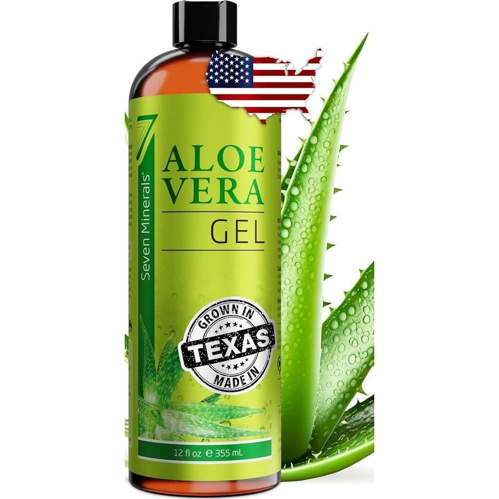 Seven Minerals Gel de Aloe Vera Orgânico Recém-Cortado 100% Aloe Vera Pura - Grande - 12 Onças - Máxima Qualidade, Cul