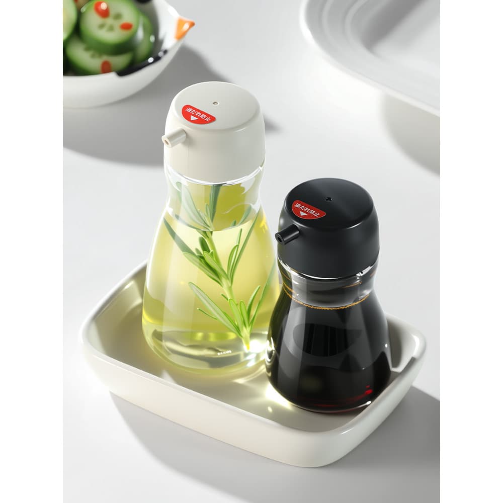 Estilo japonês vidro molho de soja vinagre tempero garrafa controle Volume pote de vinagre pote de óleo garrafa de óleo