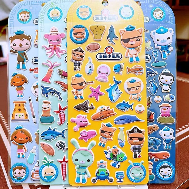 Adesivo de esponja 3D tridimensional de coluna pequena submarina Capitão Buck Adesivo infantil Adesivo educacional Brinq