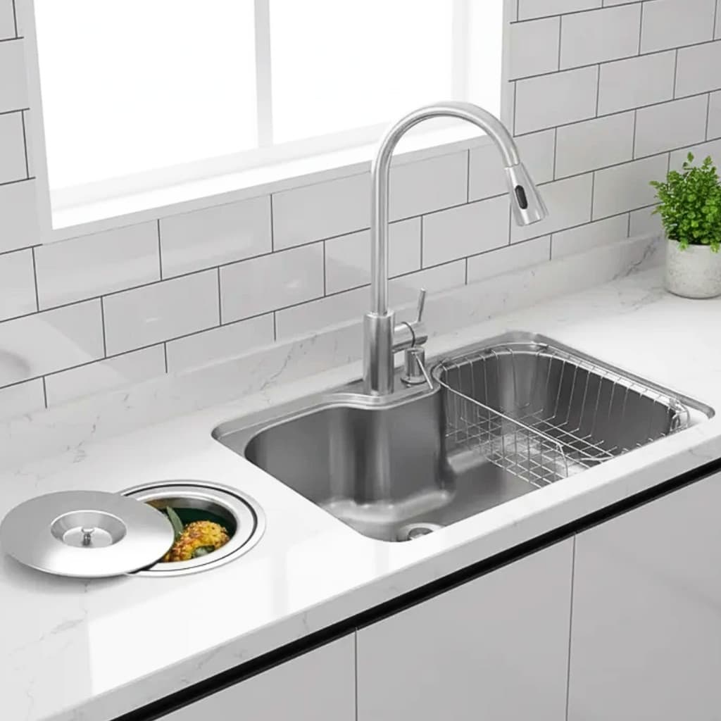 CUBA GOURMET 50X40cm INOX304 + TORNEIRA EXTENSÍVEL E LIXEIRA