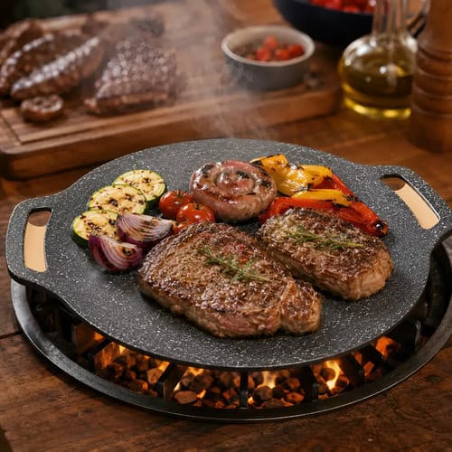 Chapa Grill Disco Antiaderente Revestimento Ceramica  com 30 cm para fogão Churrasqueira Aquece Unifrome Distribui Calor