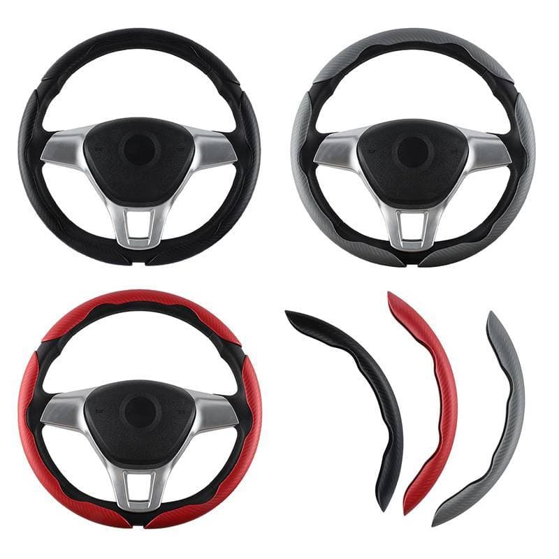 ADS 3pcs Capa De Volante Antiderrapante De Fibra De Carbono Para Carro Reforço De Roda Automática Acessórios Interiores
