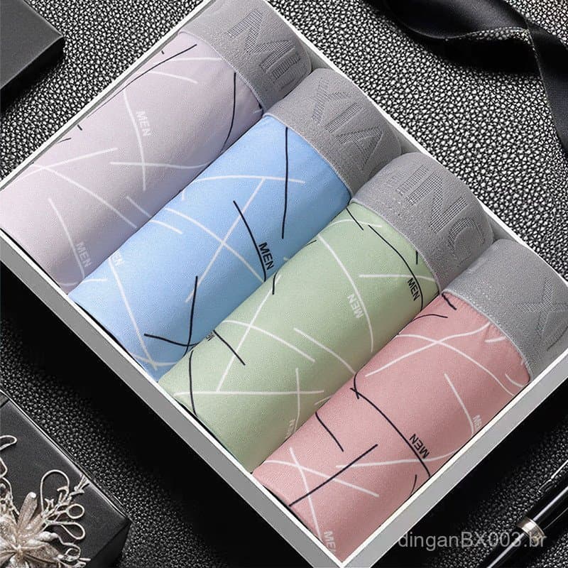Cuecas boxer masculinas de alta qualidade em algodão leitoso de cor sólida, sem costura, respiráveis, de alta elasticida