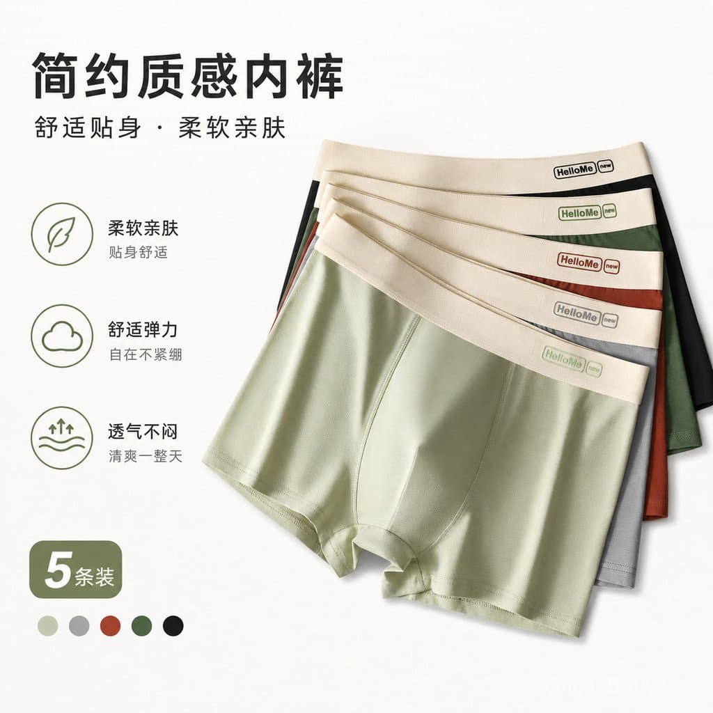 Roupa íntima masculina de algodão, cuecas boxer masculinas, shorts masculinos de quatro cantos, cuecas finas para jovens