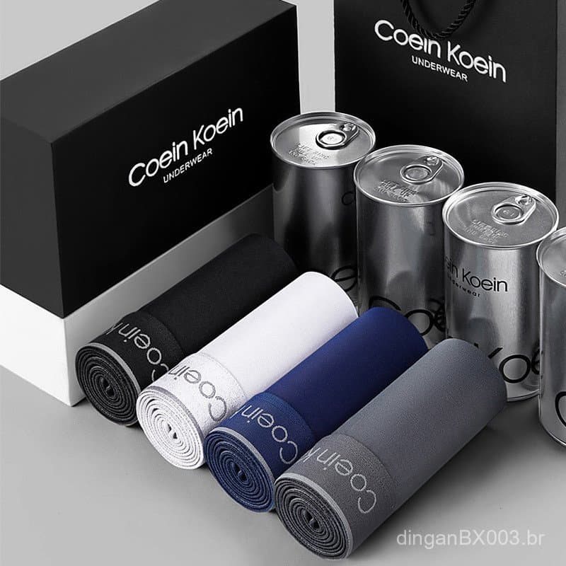 Cuecas Boxer Masculinas CoeinKoein 7A Antibacterianas Respiráveis, Conjunto em Caixa de Presente, Cuecas Boxer Finas e S