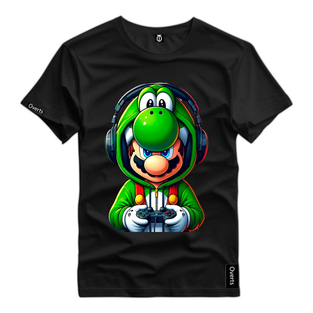 Camiseta Masculina Estampa Jogo Super Mario Yoch Personalizado Camisa 100% Algodao Premium Top
