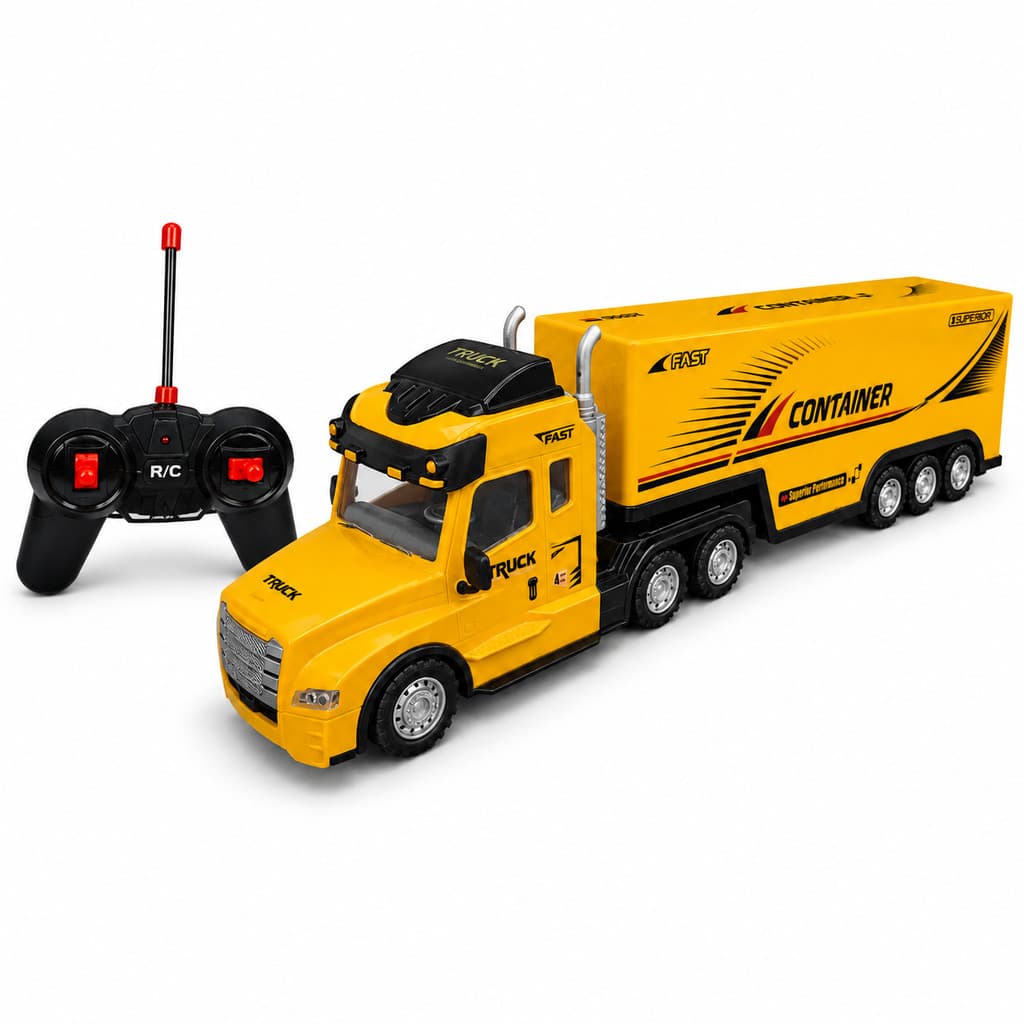 Carrinho de Controle Remoto Caminhão Container Grande Luz E Som 60cm