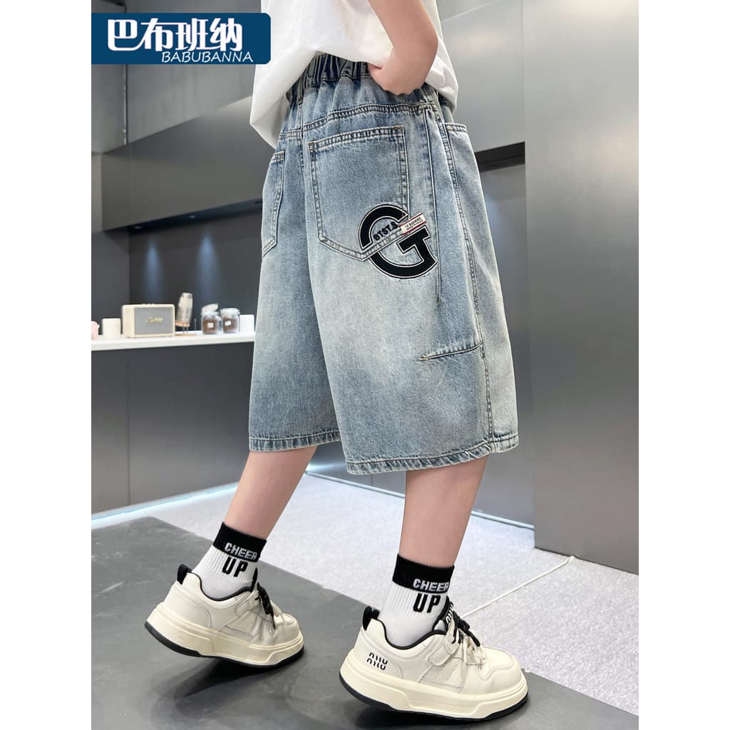 Calças de brim para meninos verão 2026 novo estilo Shorts infantis médio grande calças cortadas para meninos roupas de v