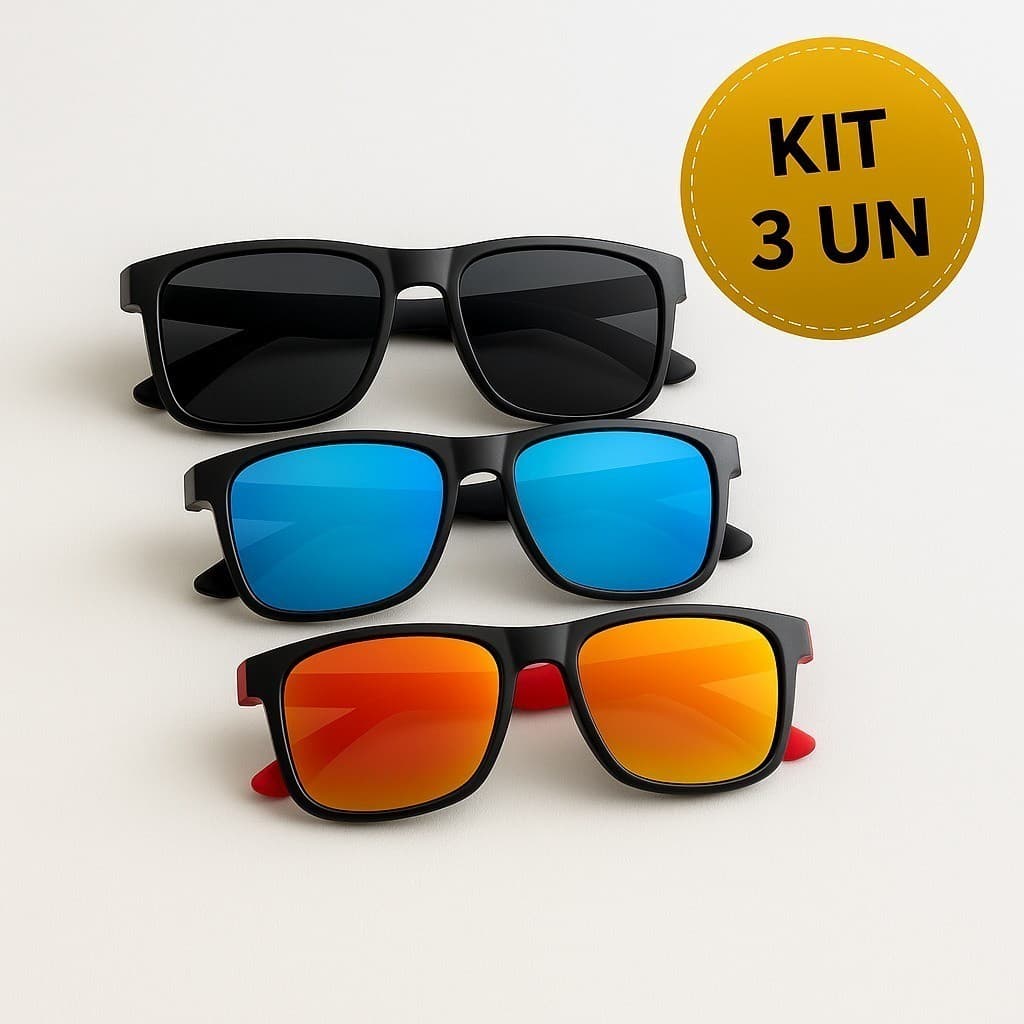 KIT 3 Óculos de sol moda verão com proteção uv400 - Exclusivos