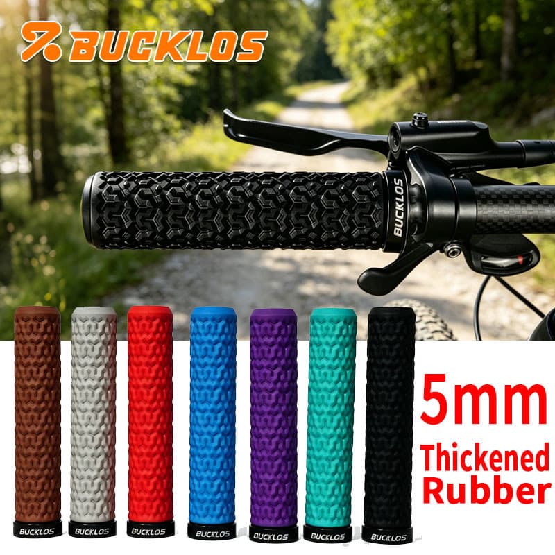BUCKLOS Punho Antiderrapante 5mm De Borracha Espessada MTB Handel Grip Ultraight Único Bloqueio Alça Da Bicicleta Peças