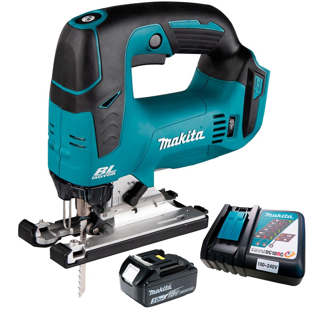 Serra Tico-Tico Profissional Brushless Makita DJV182Z 18V à Bateria 3Ah Carregador Rápido Bivolt