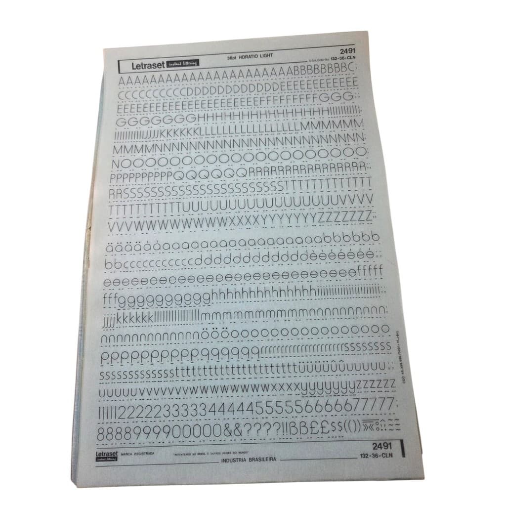 Letraset 25 X 38 cm Letras Adesivas Ref. 2491 Altura 8,9 mm