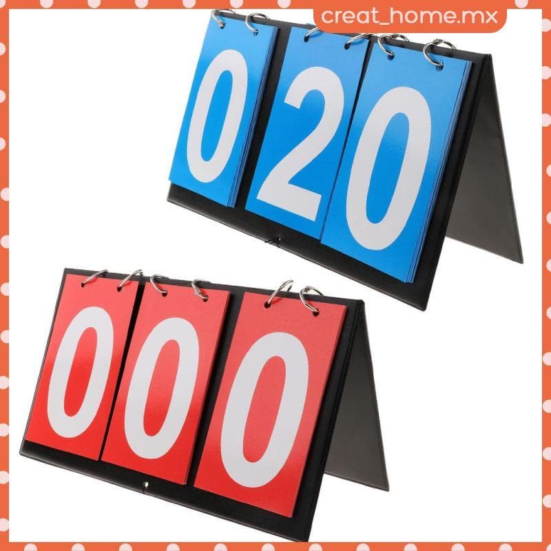 [Creat_home] Placar De Mesa Portátil 3 Digitais Para Basquete E Futebol-Vermelho