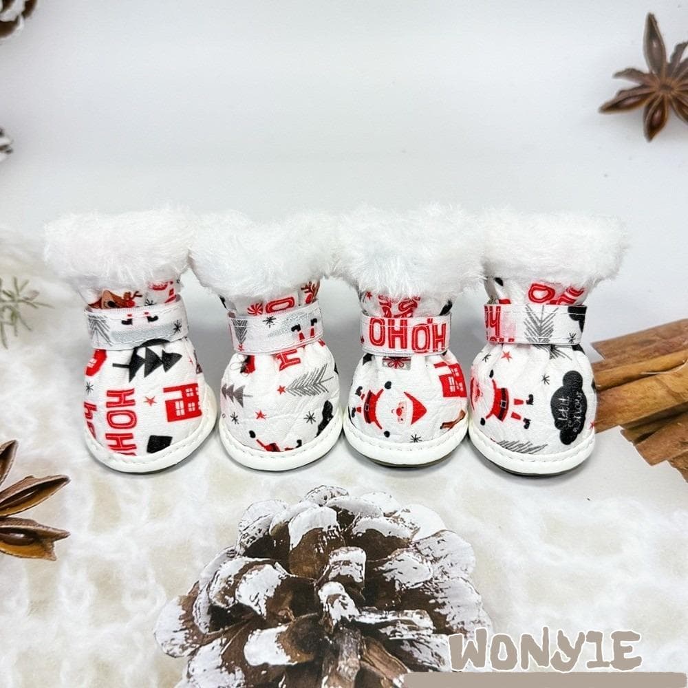 WONY1E 4 Pçs Sapatos Para Animais De Estimação , Antiderrapantes De Pelúcia Cães De Inverno , Moda Dos Desenhos Animados