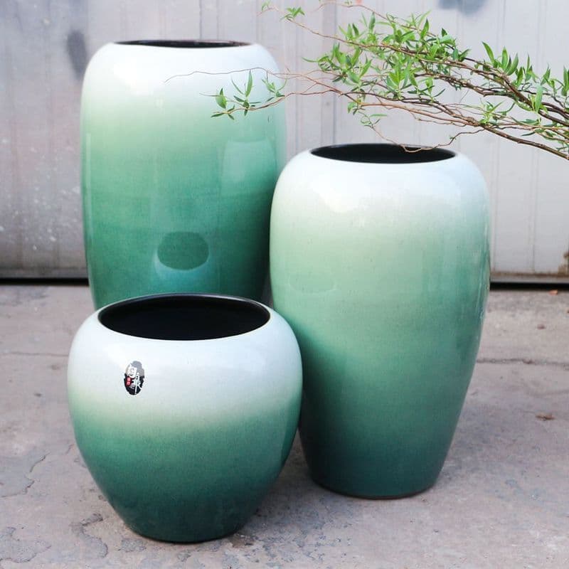 Piso nórdico tubo alto criativo verde endro vaso de cerâmica grande Extra grande flor ao ar livre interior jardim pátio