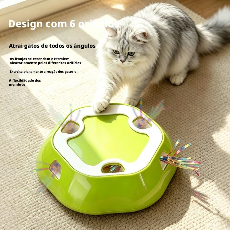 Brinquedo elétrico retrátil para gatos, para gastar energia, com múltiplos orifícios para entretenimento próprio
