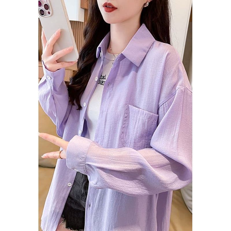 Novo tamanho grande feminino verão solto mais magro olhar protetor solar respirável camisa fina moda feminina estilo pre