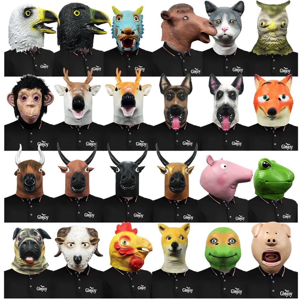 Série de animais três cola engraçada festa de máscaras fofa máscara ao vivo Show de festa