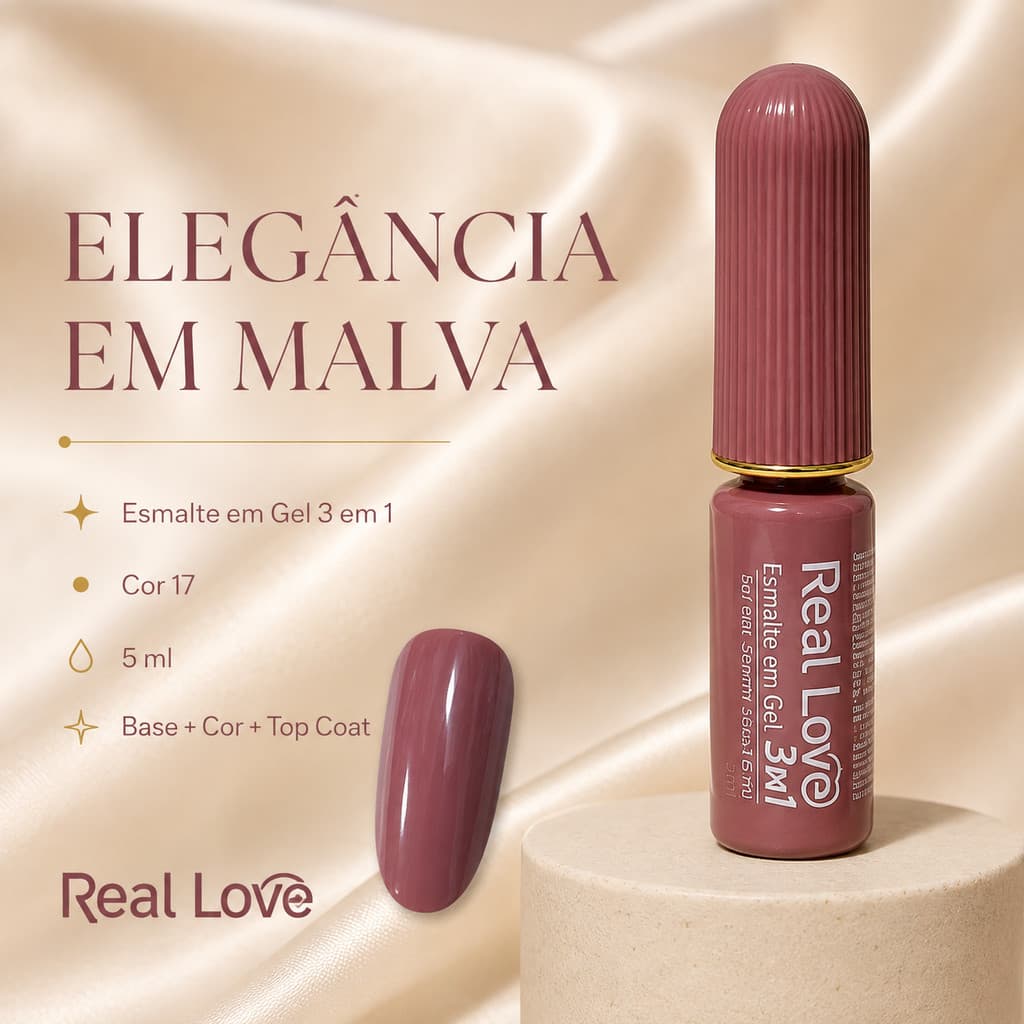 Esmalte em Gel 3 em 1 Real Love Cor 17 5ml