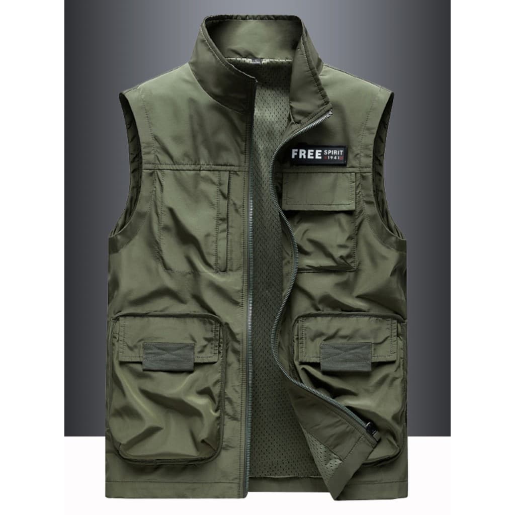 Colete ao ar livre masculino primavera outono Multi-bolso solto tamanho grande colete de pesca fotógrafo colete de ferra