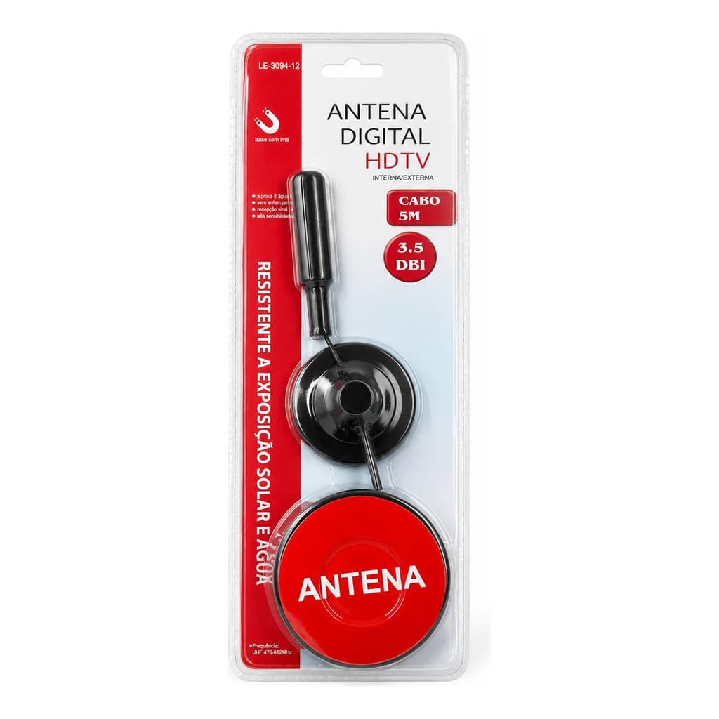 Antena Digital HDTV Interna/externa Base Com IMã LELONG