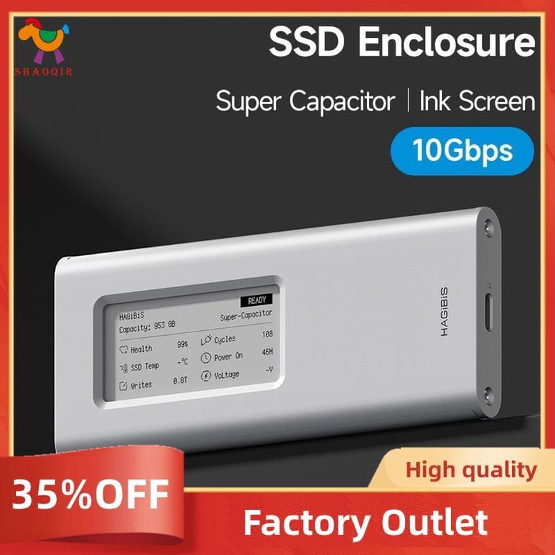 Gabinete De Disco Rígido SSD M . 2 Com Tela De Tinta De 10 Gbps Caixa Externa De Alumínio Para SSDs 2230/2242/2260/2280