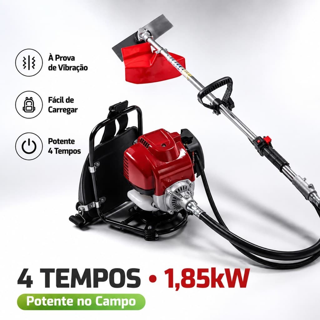 Roçadeira Costal a Gasolina 4 Tempos 40cc 1,85KW, Lâmina De Aço Inoxidável Para Jardinagem, Sítio E Agricultura